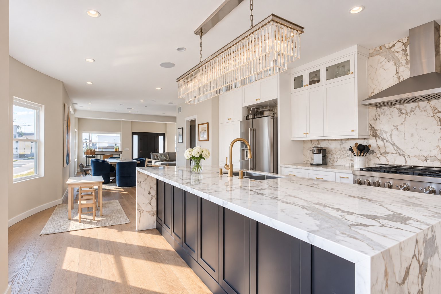 Completed open concept kitchen remodel by TS Construction